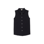 Donni Sandwash Cotton Sleeveless Shirt Black - Primm's