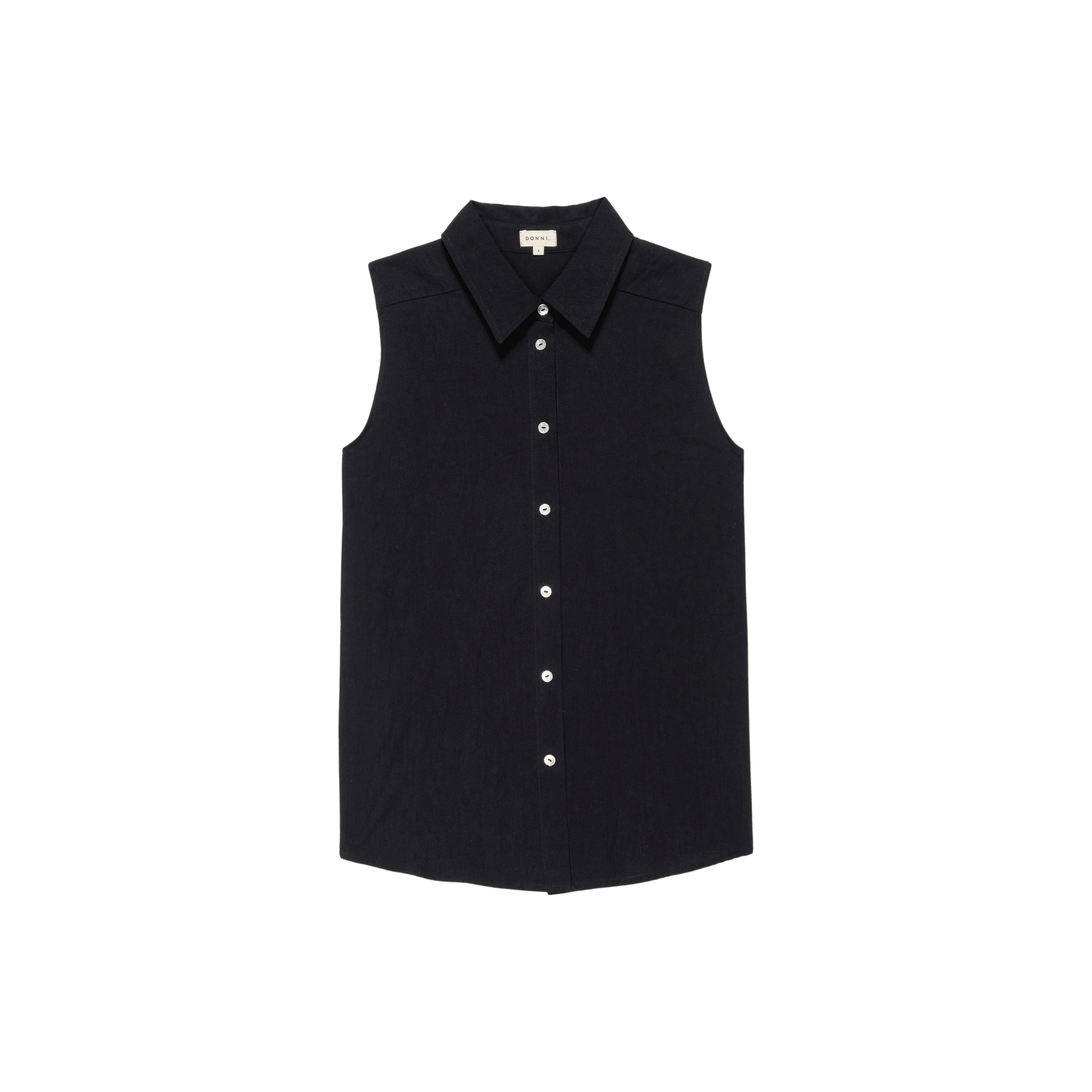 Donni Sandwash Cotton Sleeveless Shirt Black - Primm's