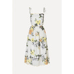 White Smoke Stine Goya Scalloped Cut Out Dress - Wild Flowers Embroidery