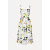 White Smoke Stine Goya Scalloped Cut Out Dress - Wild Flowers Embroidery