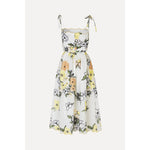 White Smoke Stine Goya Scalloped Cut Out Dress - Wild Flowers Embroidery