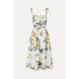 White Smoke Stine Goya Scalloped Cut Out Dress - Wild Flowers Embroidery