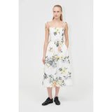 Beige Stine Goya Scalloped Cut Out Dress - Wild Flowers Embroidery