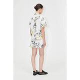 Beige Stine Goya Scalloped Elasticated Waistband Shorts - Wild Flowers Embroidery