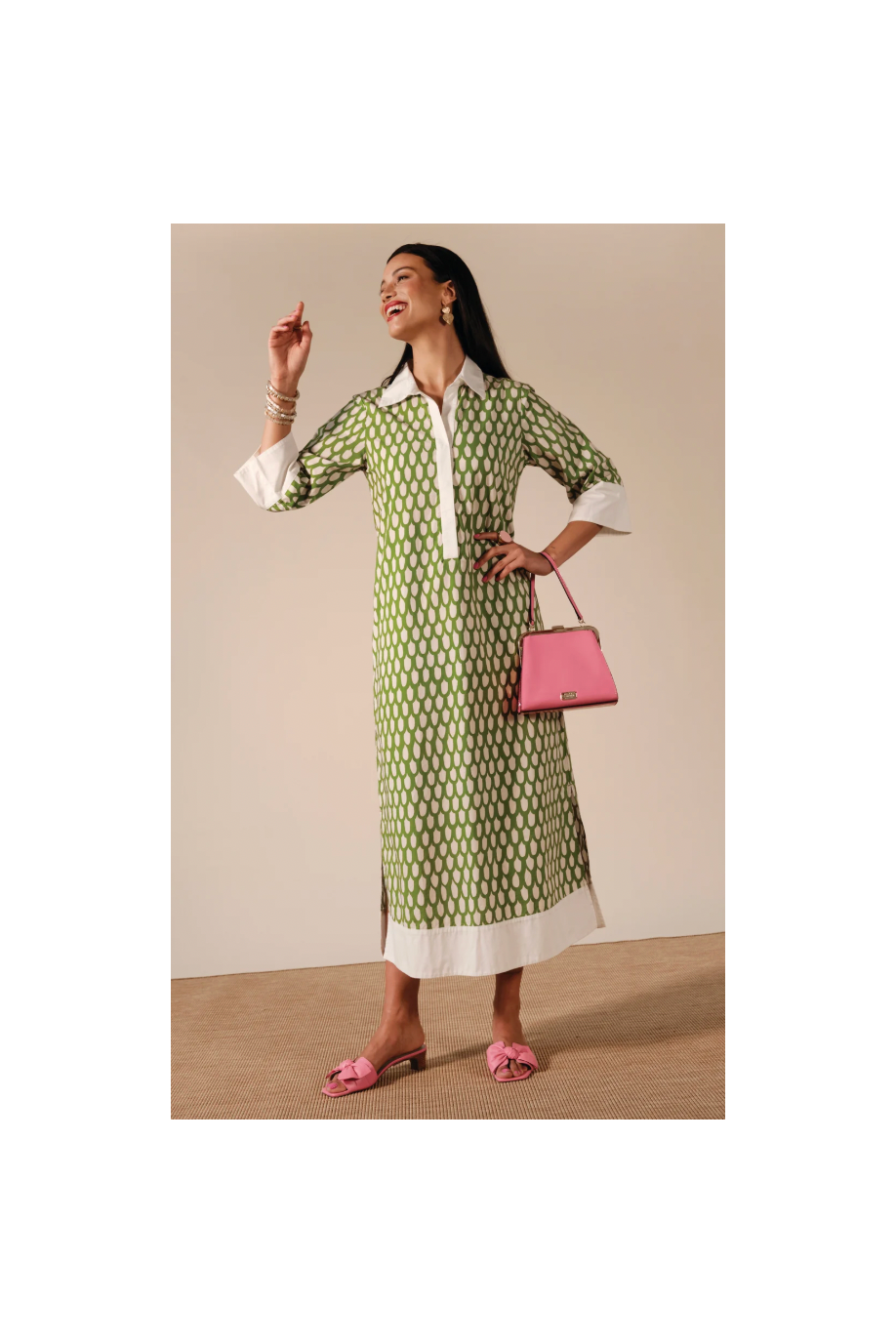 Tracey Midi Dress Loop Print Frances Valentine