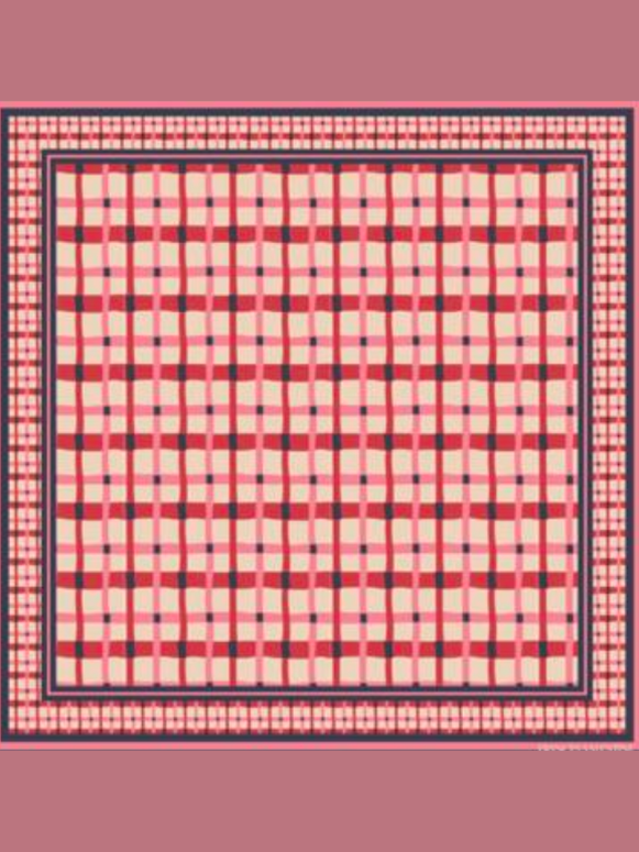 Square Scarf Lollipop Lattice 100% Silk Twill Pink/Red/Multi OS by Frances Valentine