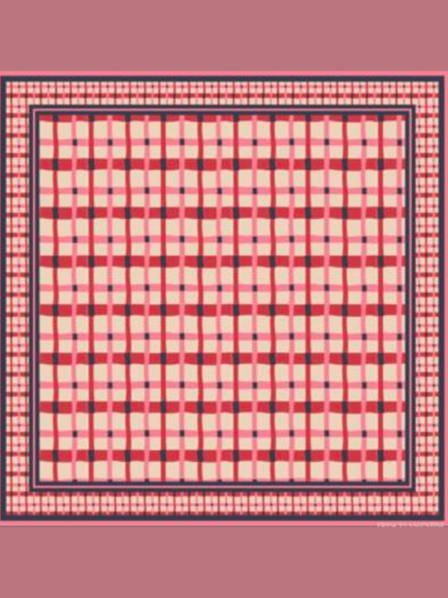 Square Scarf Lollipop Lattice 100% Silk Twill Pink/Red/Multi OS by Frances Valentine