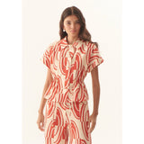 Exquise Jocelyn Shirt (Red/Beige)