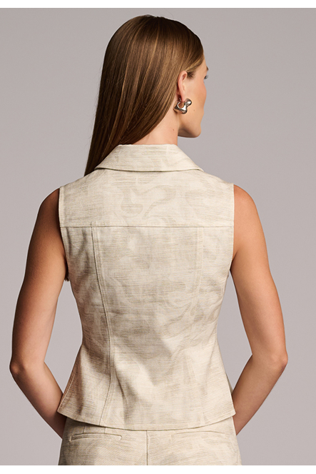 SKYLAR TOP  - CAMO PRINT IVORY HEVRON