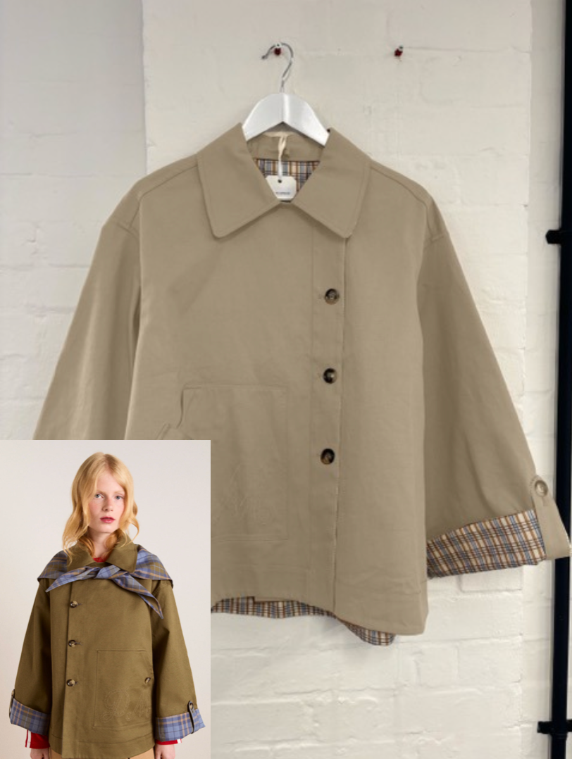 JERRY REVERSIBLE CROP TRENCH - GINGER CHECK Damson Madder
