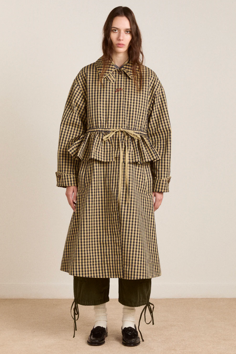 MYRTLE TRENCH COAT - NAVY GINGHAM Damson Madder