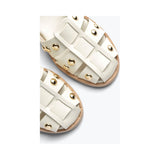 Freda Salvador Sera Fisherman Sandal Dove White Calf with Gold Studs