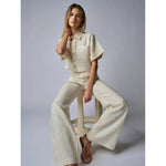 Dark Gray Hevron Ellison Top Ivory