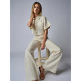 Dark Gray Hevron Ellison Top Ivory
