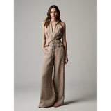 Hevron Sloan Linen Vest Chocolate Stripe