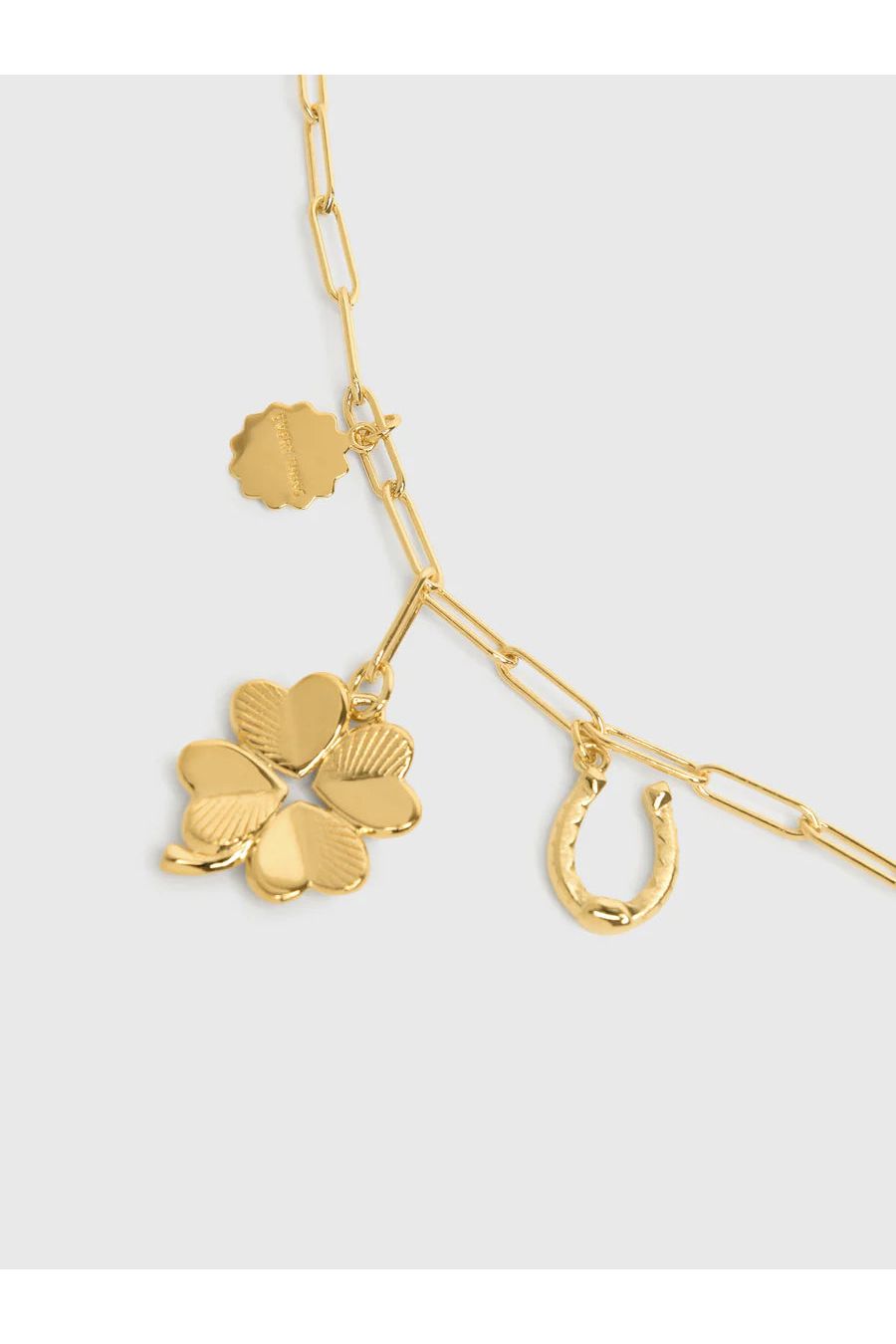 Long Link with Everything Disc, Small Fortuna Horseshoe, and Small Luck and Love Clover Hart
