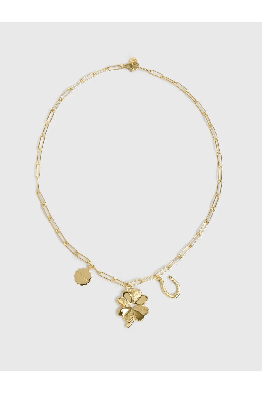 Long Link with Everything Disc, Small Fortuna Horseshoe, and Small Luck and Love Clover Hart