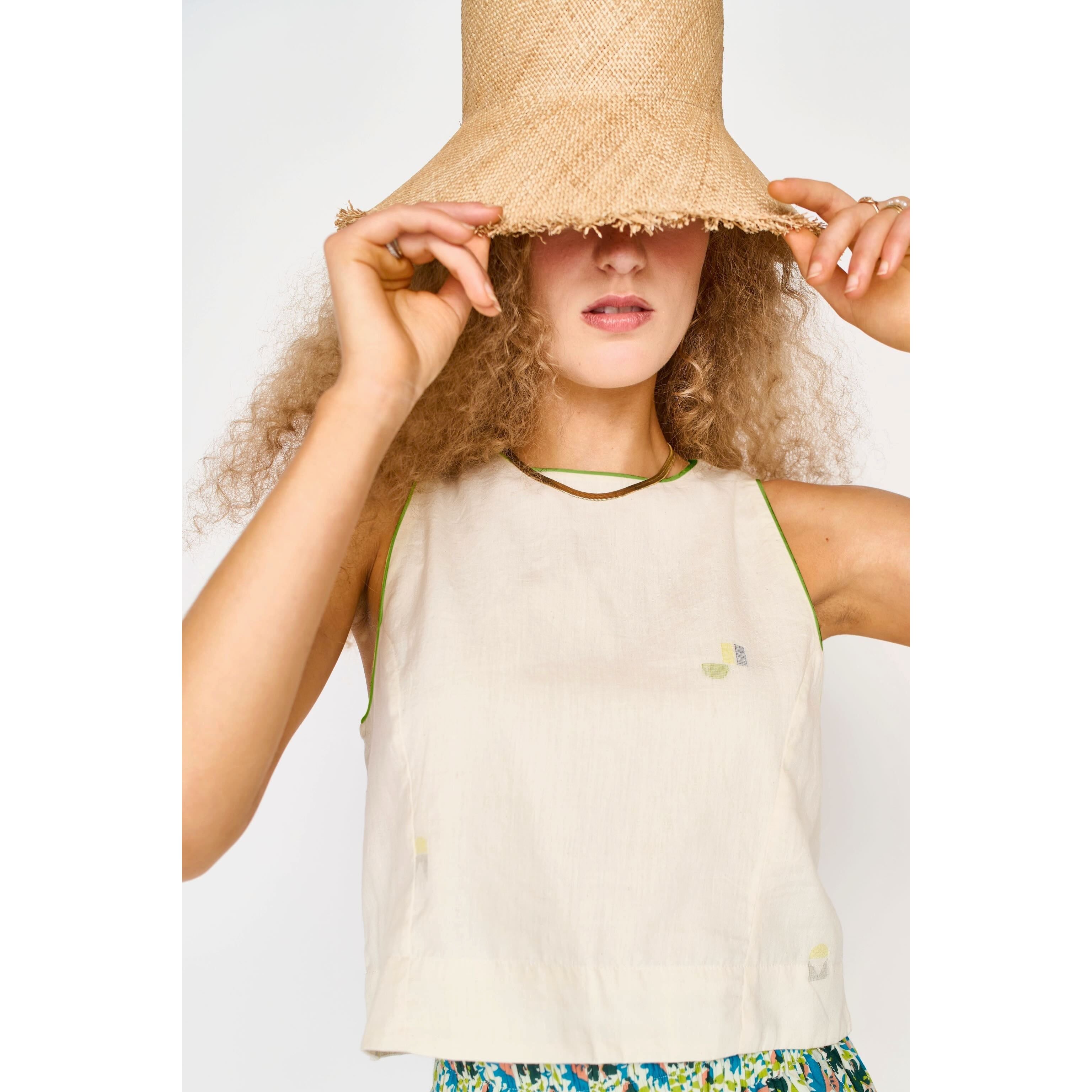 Santanyi Tank in Lime Jamdani MIRTH