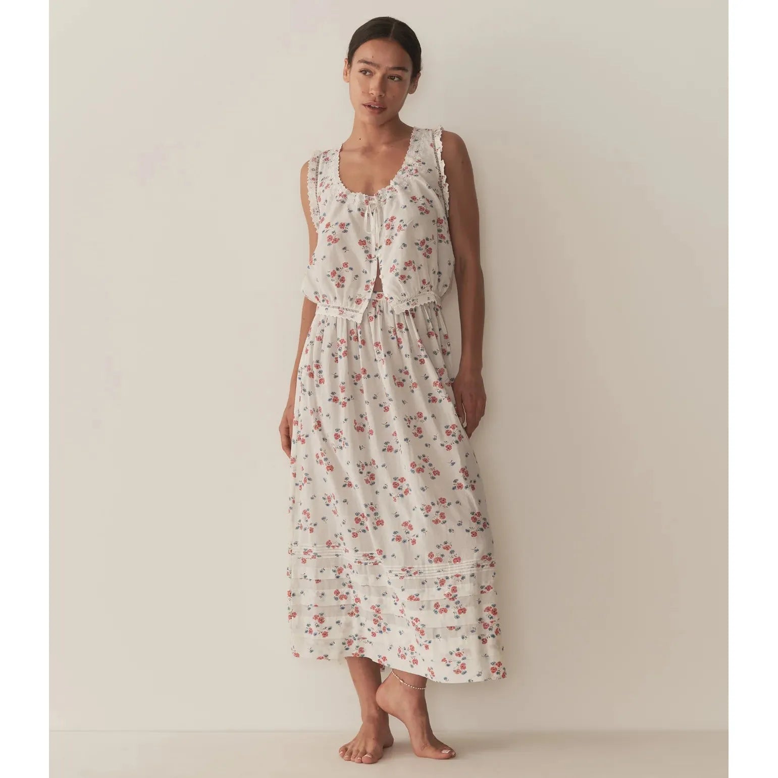 Gray Doen Traveler Top Poppy Field