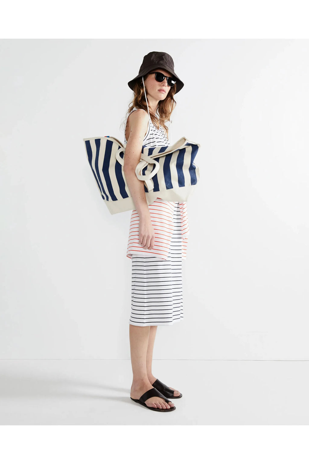 The Tank Dress - White/Navy Pinstripe Kule