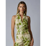 Dark Gray Hevron Sloan Vest Green Floral