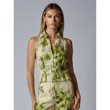 Dark Gray Hevron Sloan Vest Green Floral