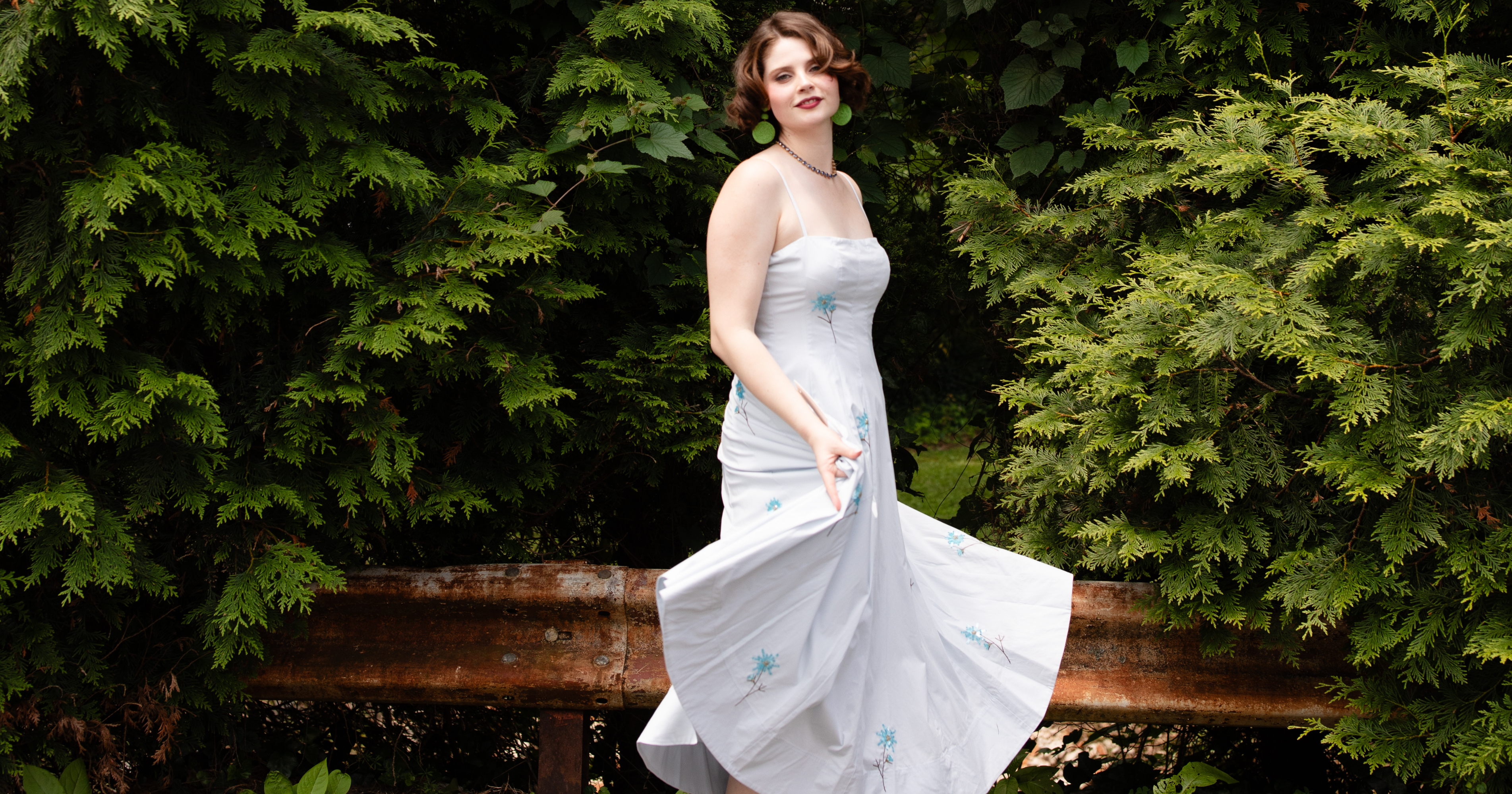 Beautiful lady in white charming dress