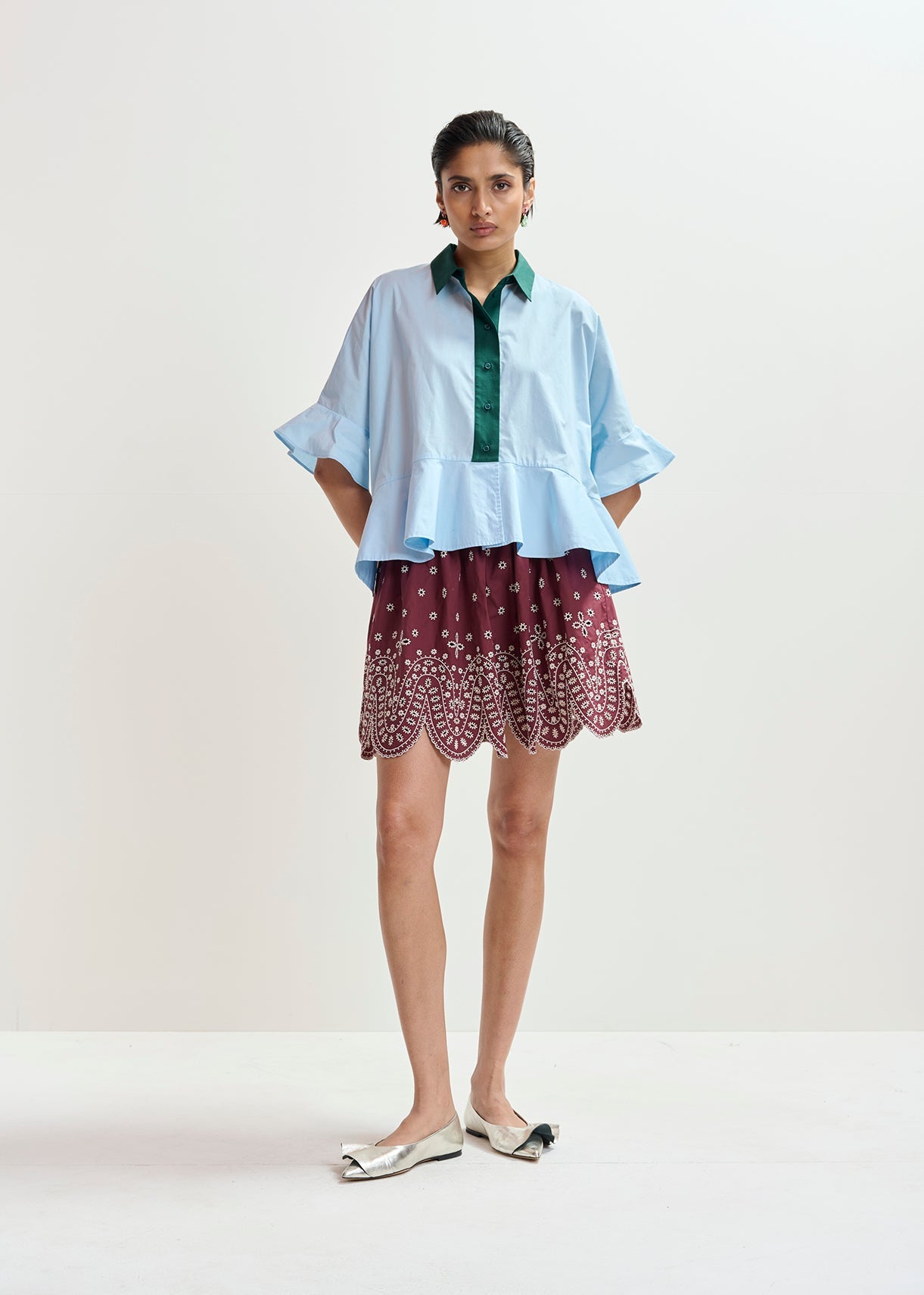 KAYLEE PEPLUM RUFFLE SHIRT ESSENTIEL ANTWERP