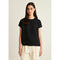 Black Silk Satin Crewneck Black