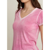 Patrick Assaraf Pima Classic Rev Spray VNeck Fuschia