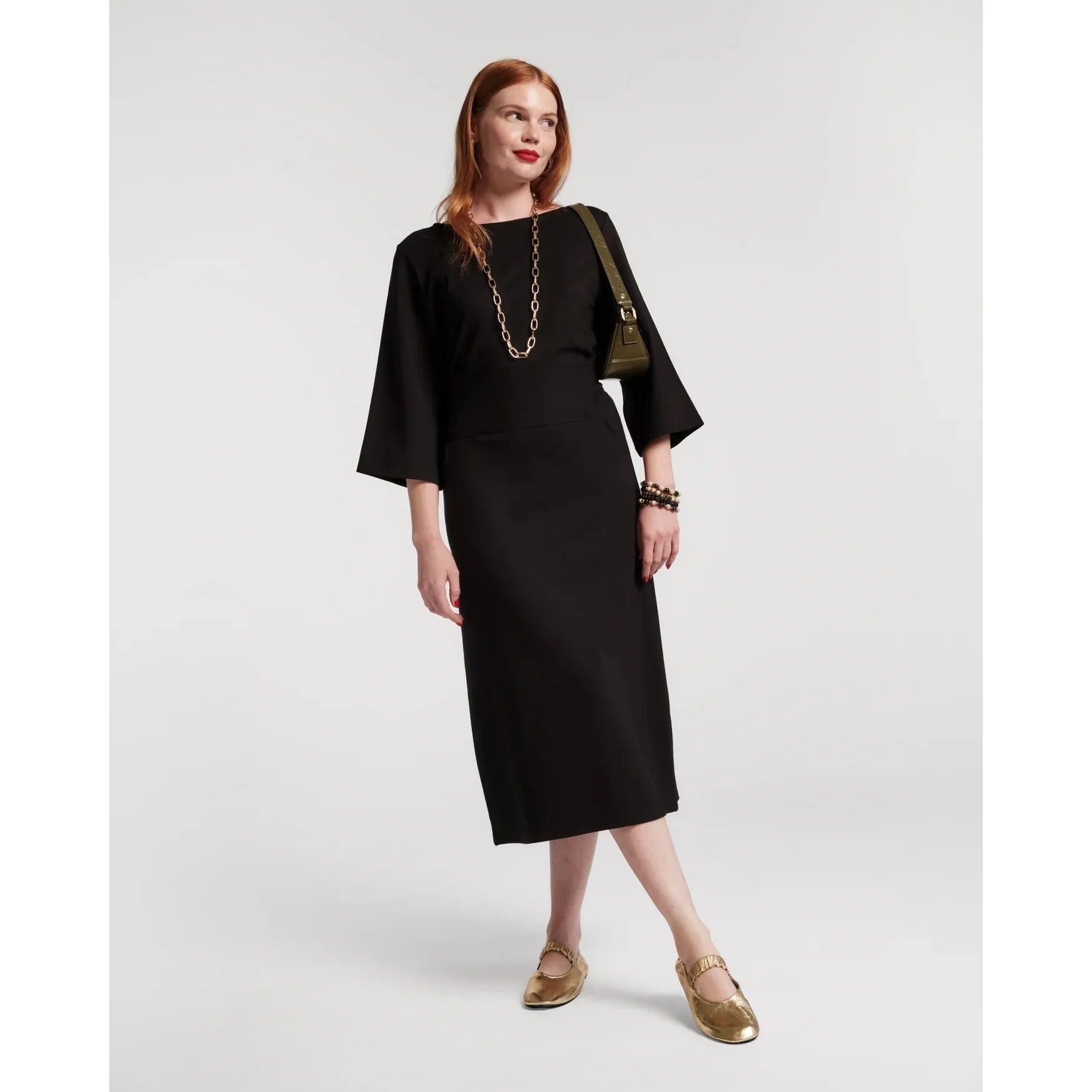 Light Gray Whitney Wrap Dress Black