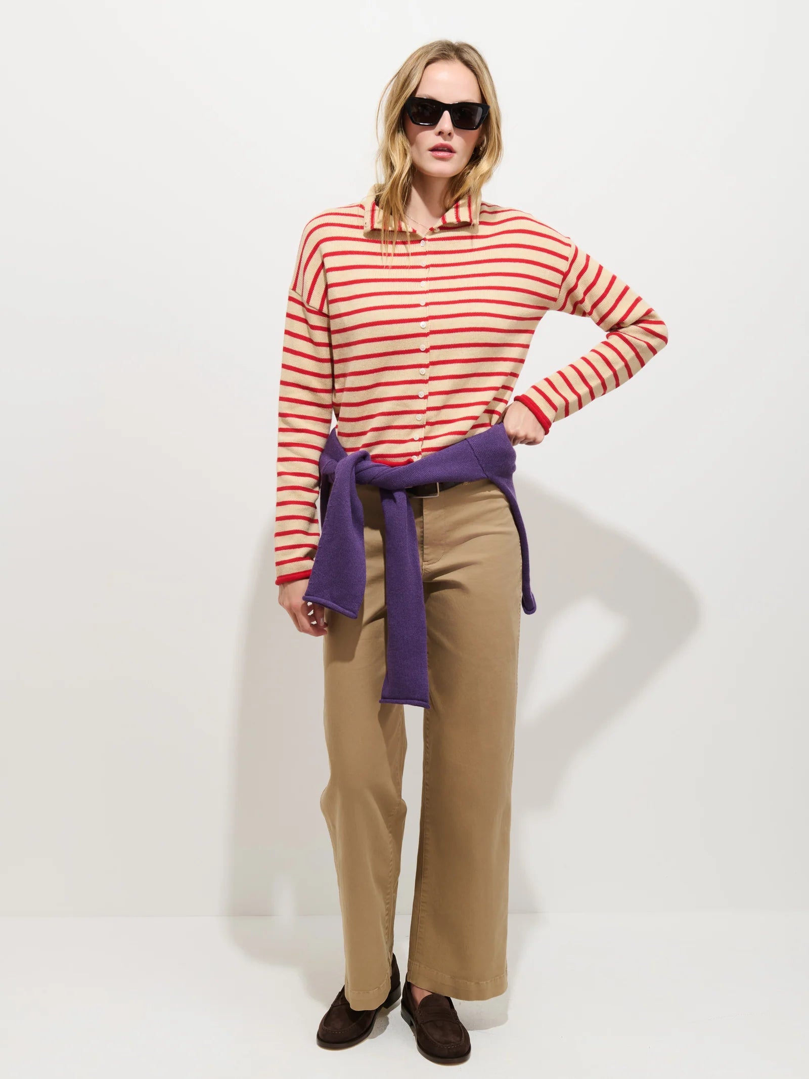 Taylor Cardigan In Mariner Stripe Alex Mill