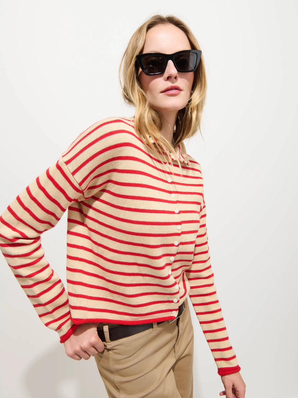 Taylor Cardigan In Mariner Stripe Alex Mill