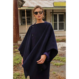 Throw on Cape in Wool - Navy