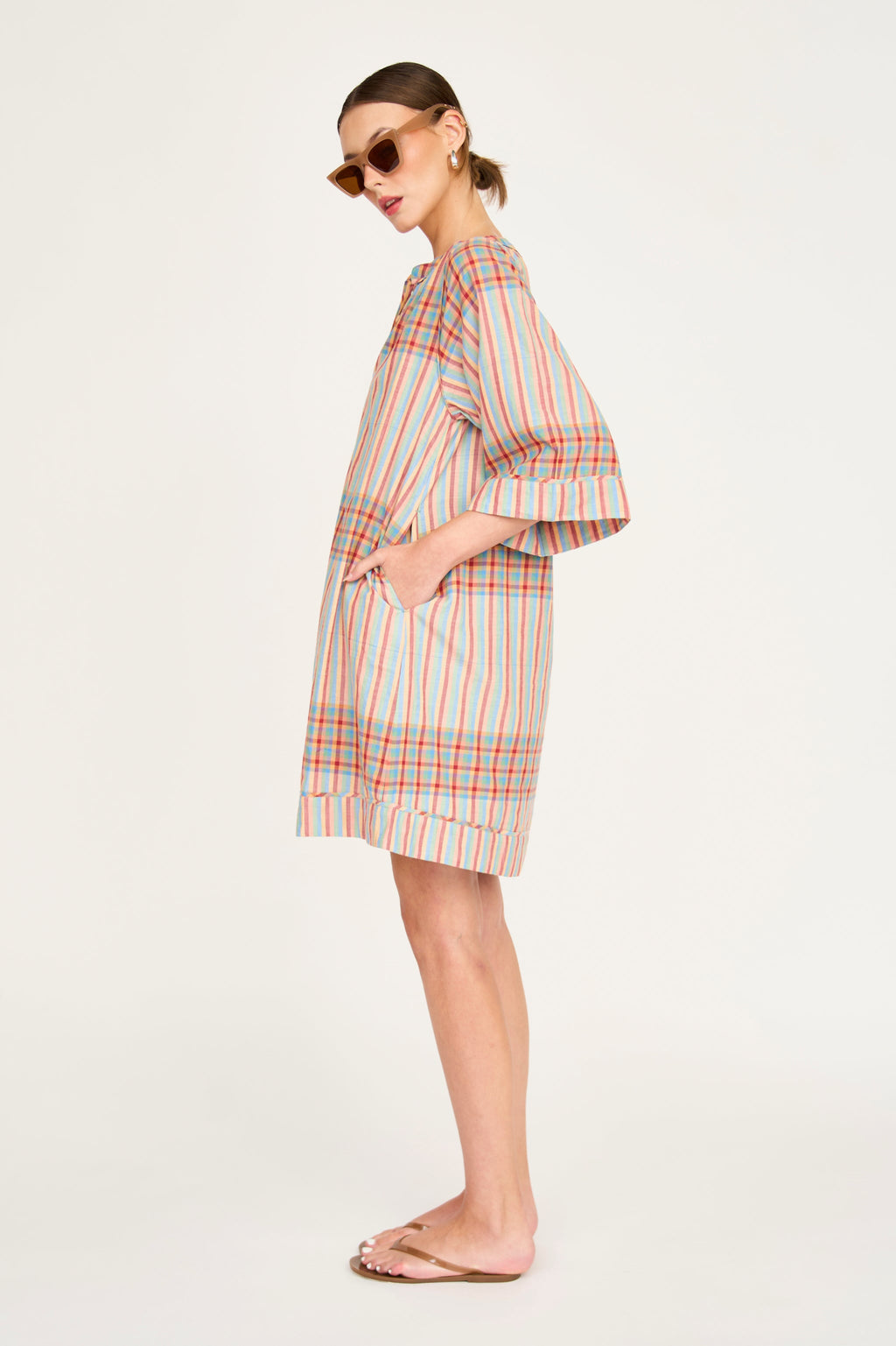 Faro Short Dress in Campfire Plaid MIRTH