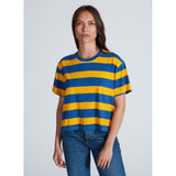 Askk NY Shrunken Boxy Tee Blue and Gold Stripe