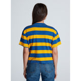 Askk NY Shrunken Boxy Tee Blue and Gold Stripe