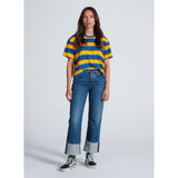 Askk NY Shrunken Boxy Tee Blue and Gold Stripe