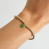 Bead Bracelet with Mini Green Enamel Heart Charm - Primm'sBead Bracelet with Mini Green Enamel Heart CharmHart