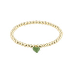 Bead Bracelet with Mini Green Enamel Heart Charm - Primm'sBead Bracelet with Mini Green Enamel Heart CharmHart
