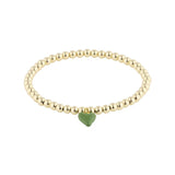 Bead Bracelet with Mini Green Enamel Heart Charm - Primm'sBead Bracelet with Mini Green Enamel Heart CharmHart