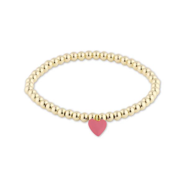 Bead Bracelet with Mini Pink Enamel Heart Charm - Primm'sBead Bracelet with Mini Pink Enamel Heart CharmHart