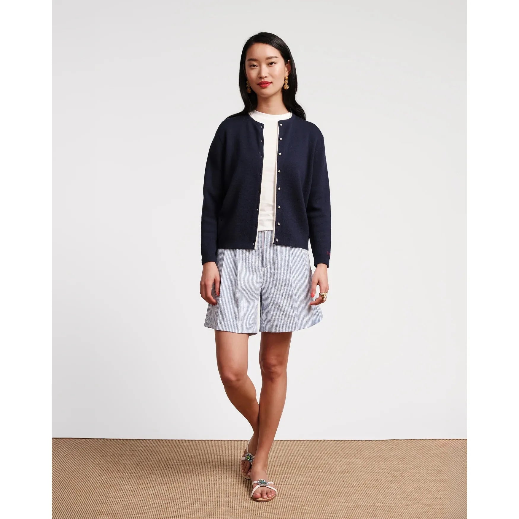 Benny Short Stripe Seersucker Light Blue/White - Primm'sBenny Short Stripe Seersucker Light Blue/WhiteFrances Valentine