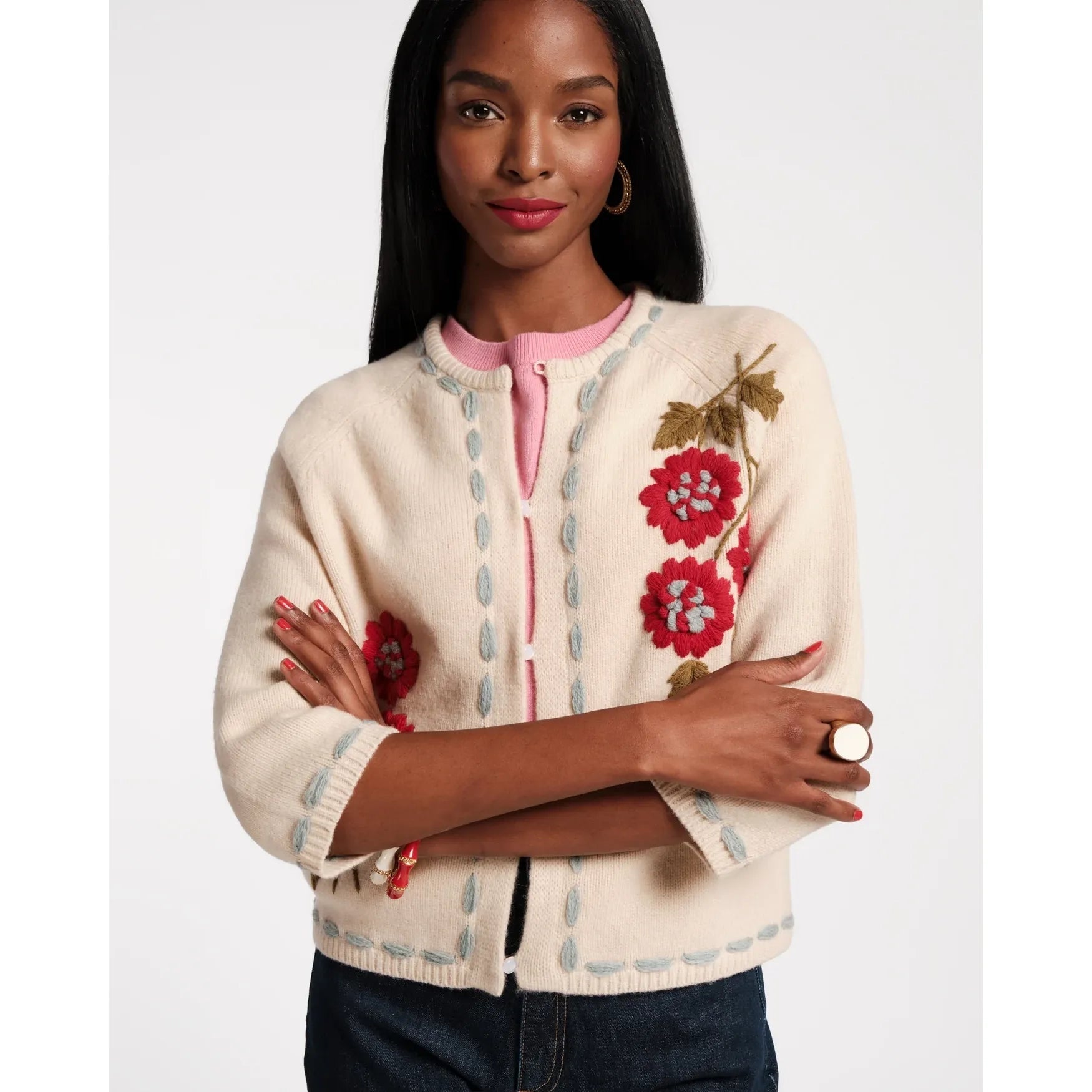 Blanket Stitch Border Cardi - Primm'sBlanket Stitch Border CardiFrances Valentine