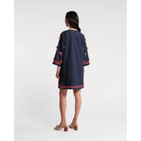 Capri Tunic Peacock Embroidery Cotton Navy/Pink - Primm'sCapri Tunic Peacock Embroidery Cotton Navy/PinkFrances Valentine