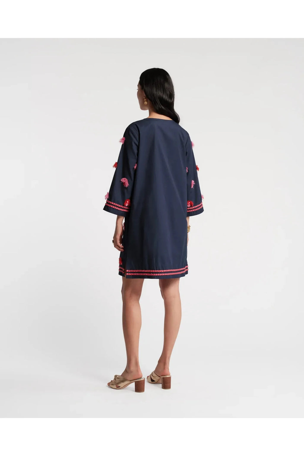 Capri Tunic Peacock Embroidery Cotton Navy/Pink - Primm'sCapri Tunic Peacock Embroidery Cotton Navy/PinkFrances Valentine