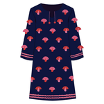 Capri Tunic Peacock Embroidery Cotton Navy/Pink - Primm'sCapri Tunic Peacock Embroidery Cotton Navy/PinkFrances Valentine