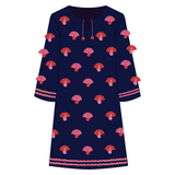 Capri Tunic Peacock Embroidery Cotton Navy/Pink - Primm'sCapri Tunic Peacock Embroidery Cotton Navy/PinkFrances Valentine