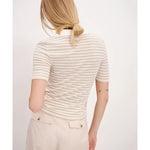 ATM Modal Rib Stripe Short Sleeve Henley Tee - Chalk-Morning Mist - Primm's