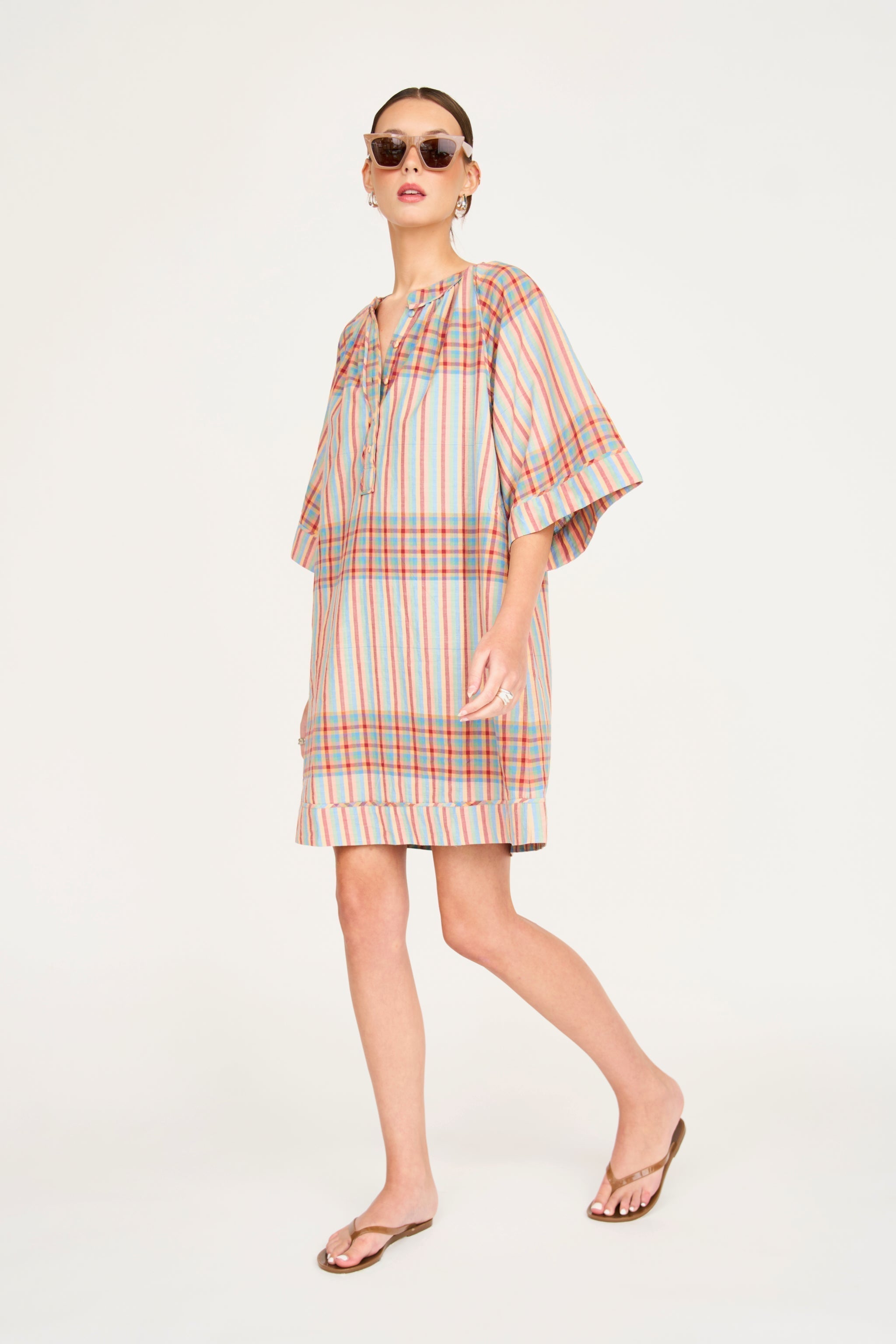 Faro Short Dress in Campfire Plaid MIRTH